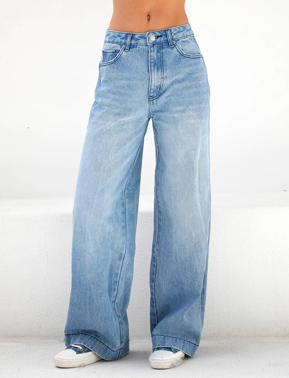 

LW BASICS High-waisted Wide Leg Jeans, Deep blue