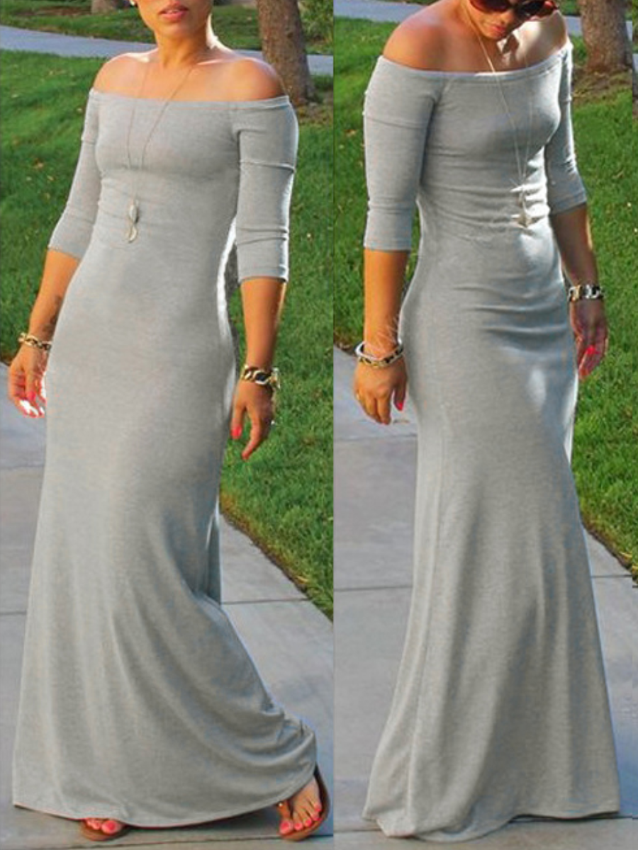 

LW Off The Shoulder Prom Dress, Light grey