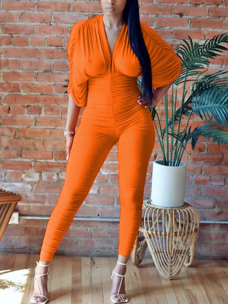 

Lovely Fold design Basic Skinny Jumpsuit, Croci