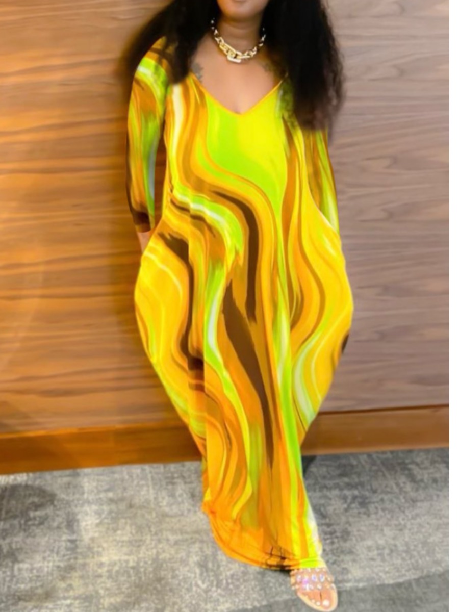 

LW Gradient Pocket Design Dress, Yellow