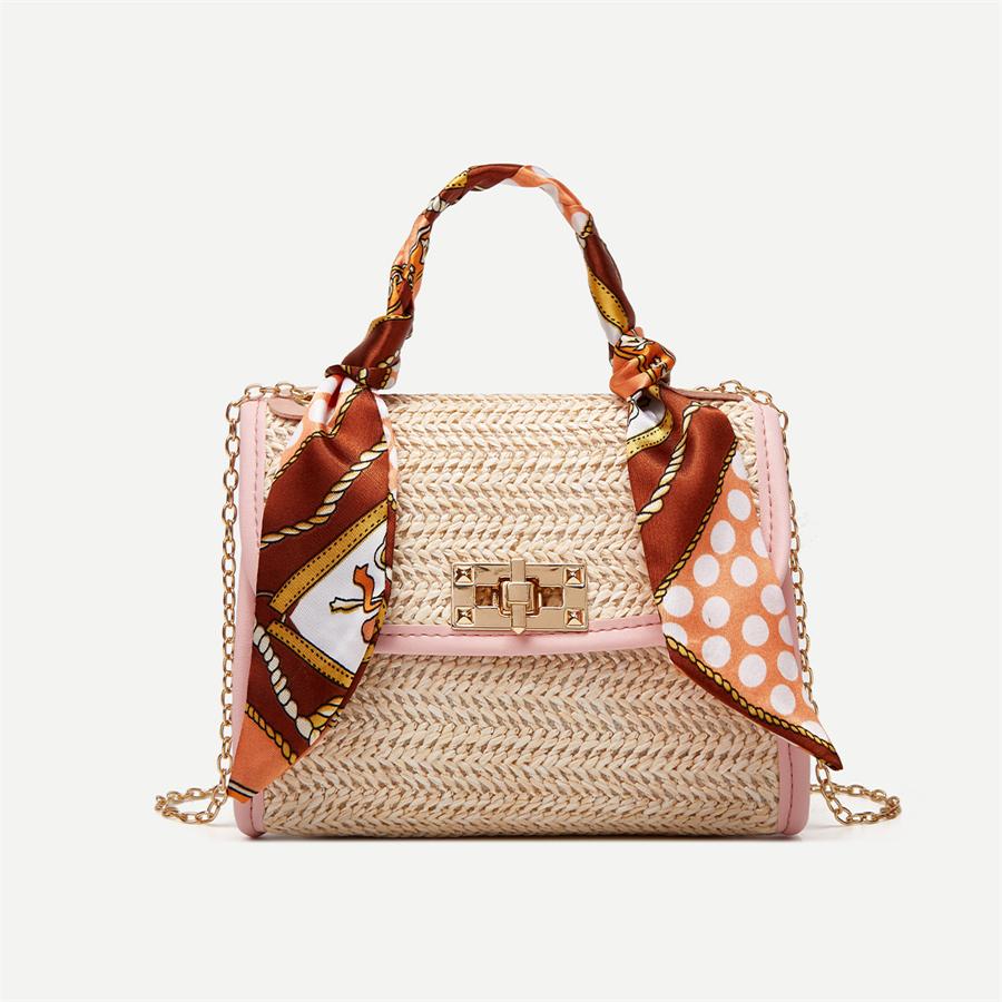 

Lovely Scarf Decoration Chain Strap Crossbody Bag, Pink