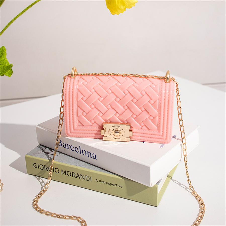 

LW Chain Strap Metallic Lock Crossbody Bag, Pink