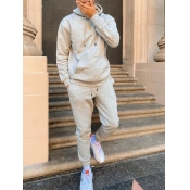 LW Men Hooded Collar Kangaroo Pocket Tracksuit Set