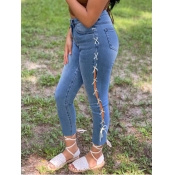 LW Stretch Bandage Hollow-out Design Jeans