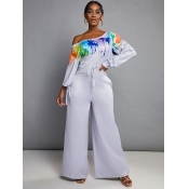LW One Shoulder Splash-ink Wide Leg Jumpsuit