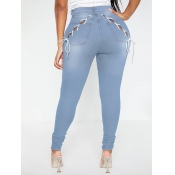 LW Plus Size Mid Waist Bandage Design Skinny Jeans