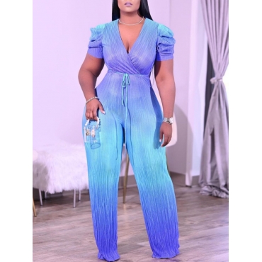 

Lovely Gradient Bandage Ruffle Design One-piece Jumpsuit, Blue