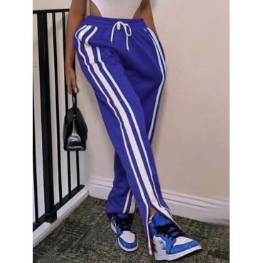 

Lovely Striped Drawstring Pants, Blue