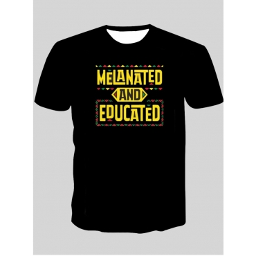 

LW Men Round Neck Letter Print T-shirt, Black