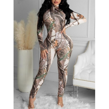 

Lovely Plant Print Bodycon One-piece Jumpsuit, Multi