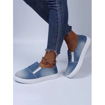 

LW Round-toe Patchwork Flats, Baby blue