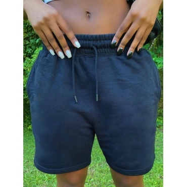 Lovely Drawstring Regular Fit Shorts, Black