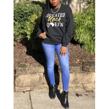 

LW Africa Letter Print Oversized Hoodie, Black