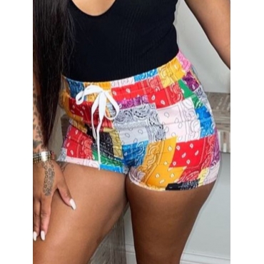 

LW Cashew Print Drawstring Shorts, Multi