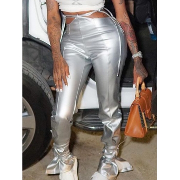

Lovely Bandage Hollow-out Design Pants, Silver