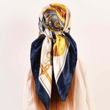 

LW Print Patchwork Bandana Headband, Navy blue