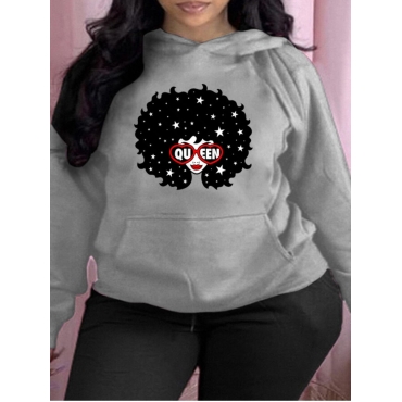 

LW Figure Letter Print Oversized Hoodie, Grey