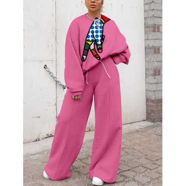 

LW Figure Print Oversized Pants Set, Pink