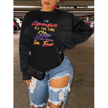 

LW Plus Size Gradient Letter Print Hoodie, Black