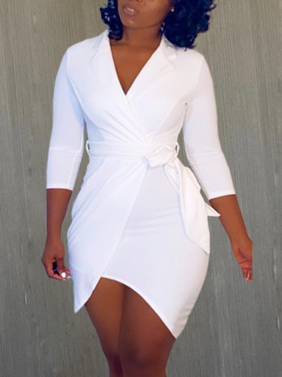

LW Wrap Asymmetrical Dress, White
