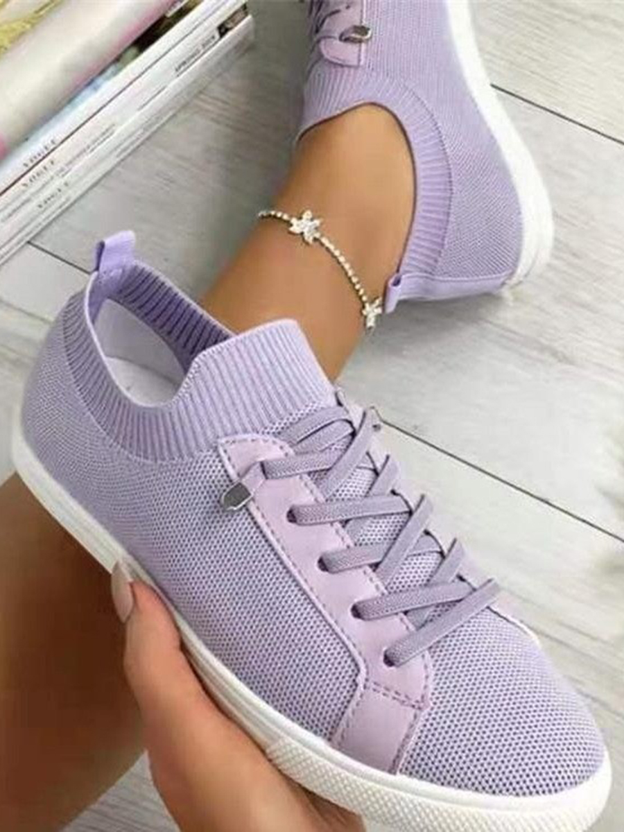 

LW Lace-up Round-toe Flats, Light purple