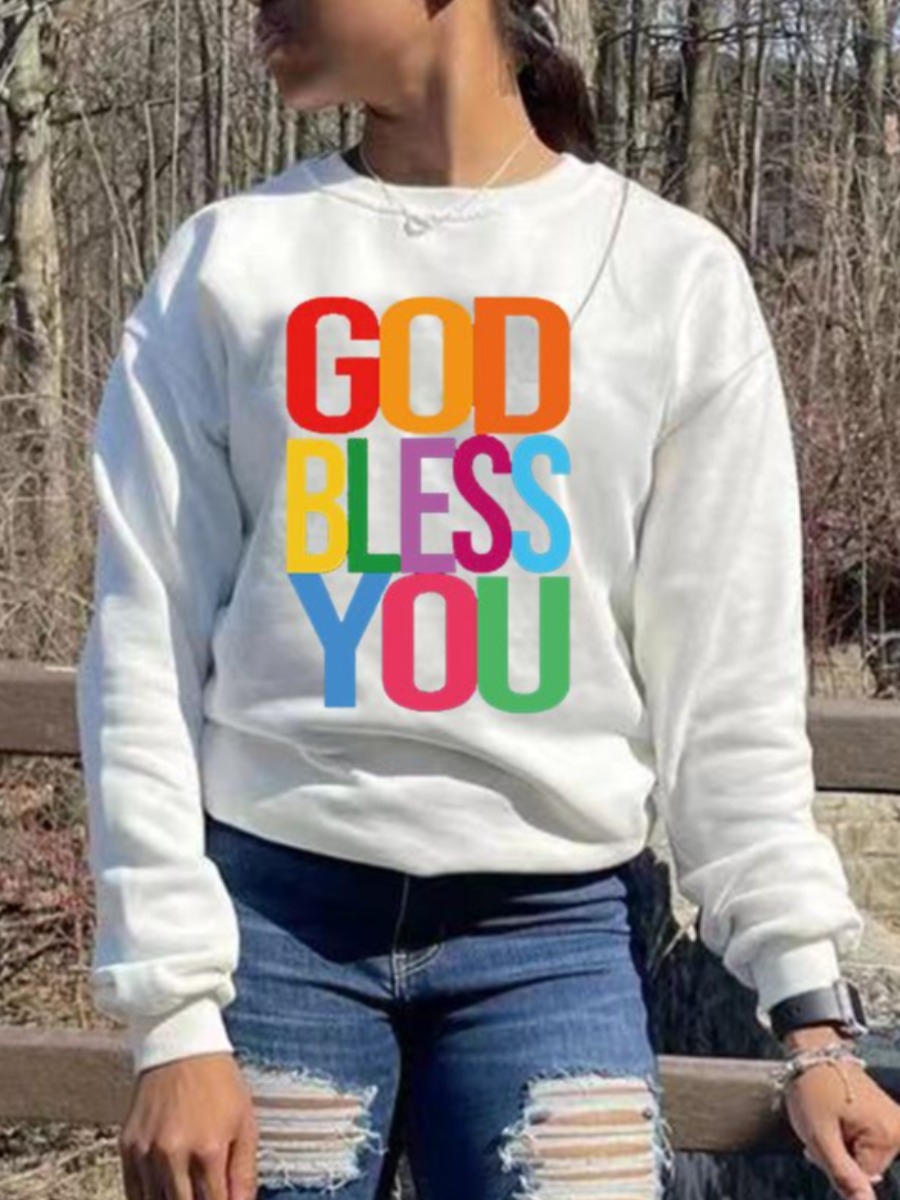 

LW Letter Print Oversized Hoodie, White
