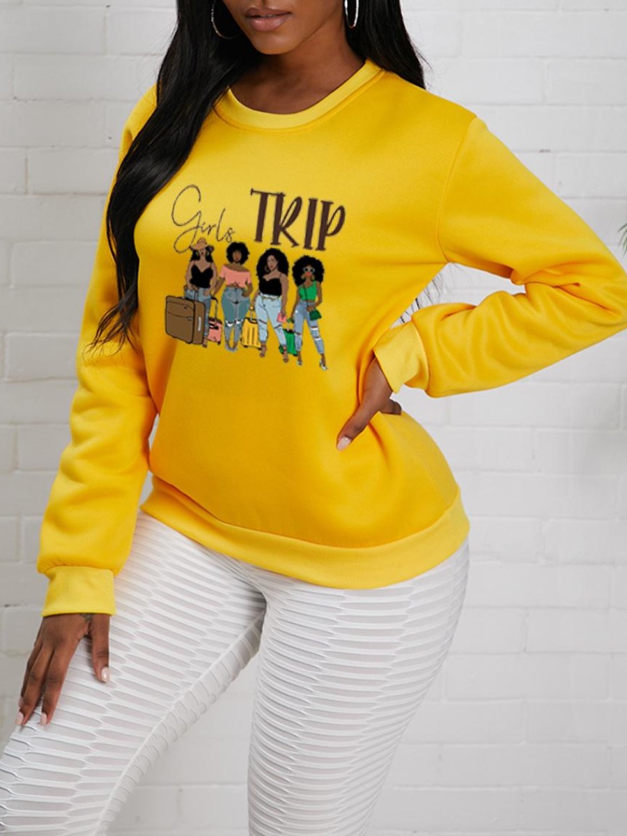 

LW Figure Letter Print Hoodie, Yellow