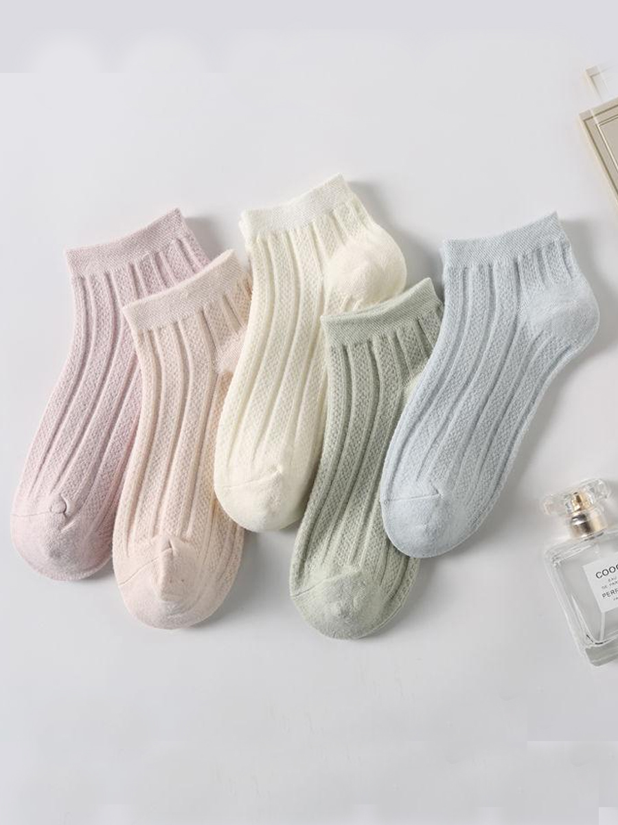

LW COTTON 5-pair Rib-Knit Socks, Multi