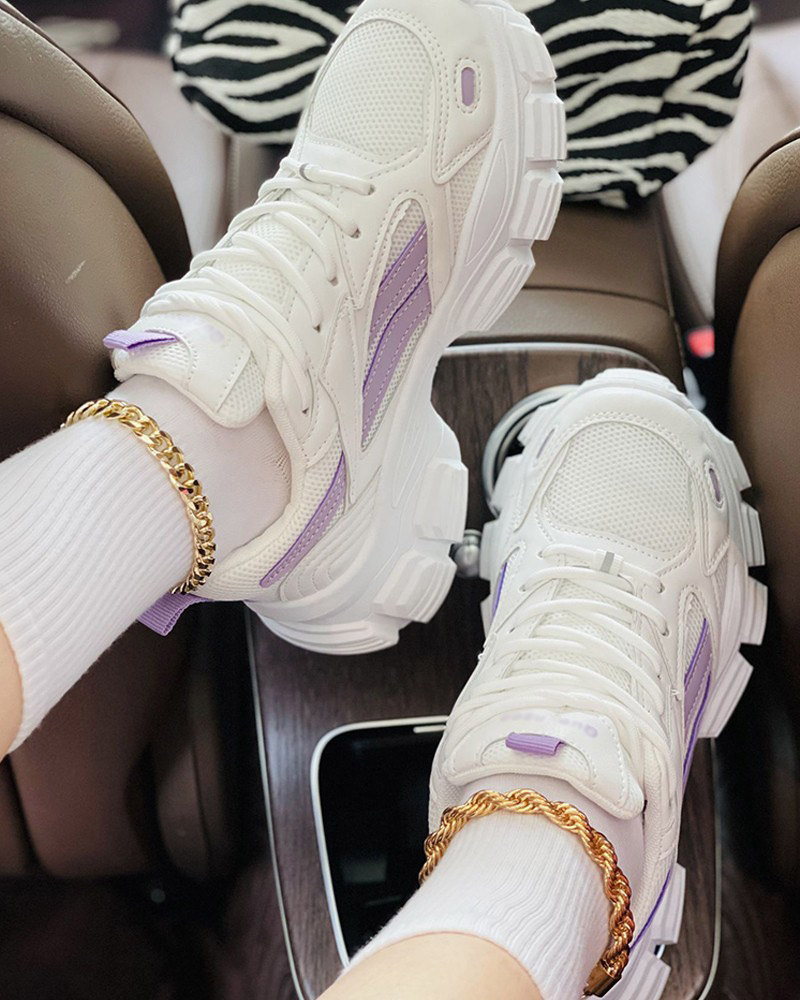 

LW Chunky Sole Lace-up Sneakers, Purple