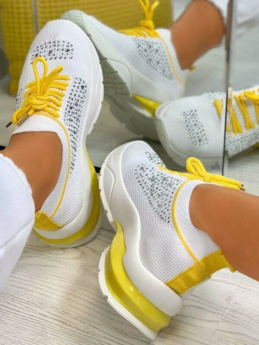 

LW Mesh Lace-up Sneakers, Yellow