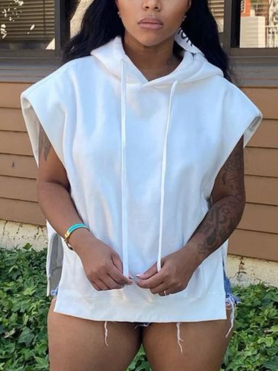 

LW Side Slit Oversized Hoodie, White
