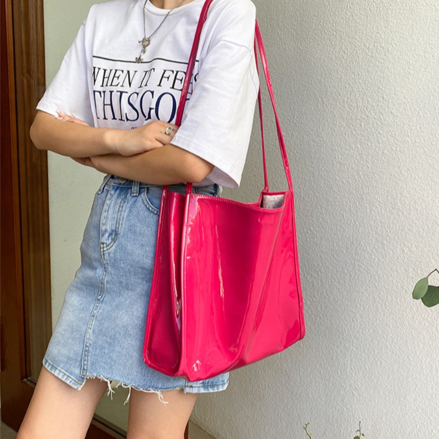 

LW Double Strap Large Capacity Shoulder Bag, Rose red