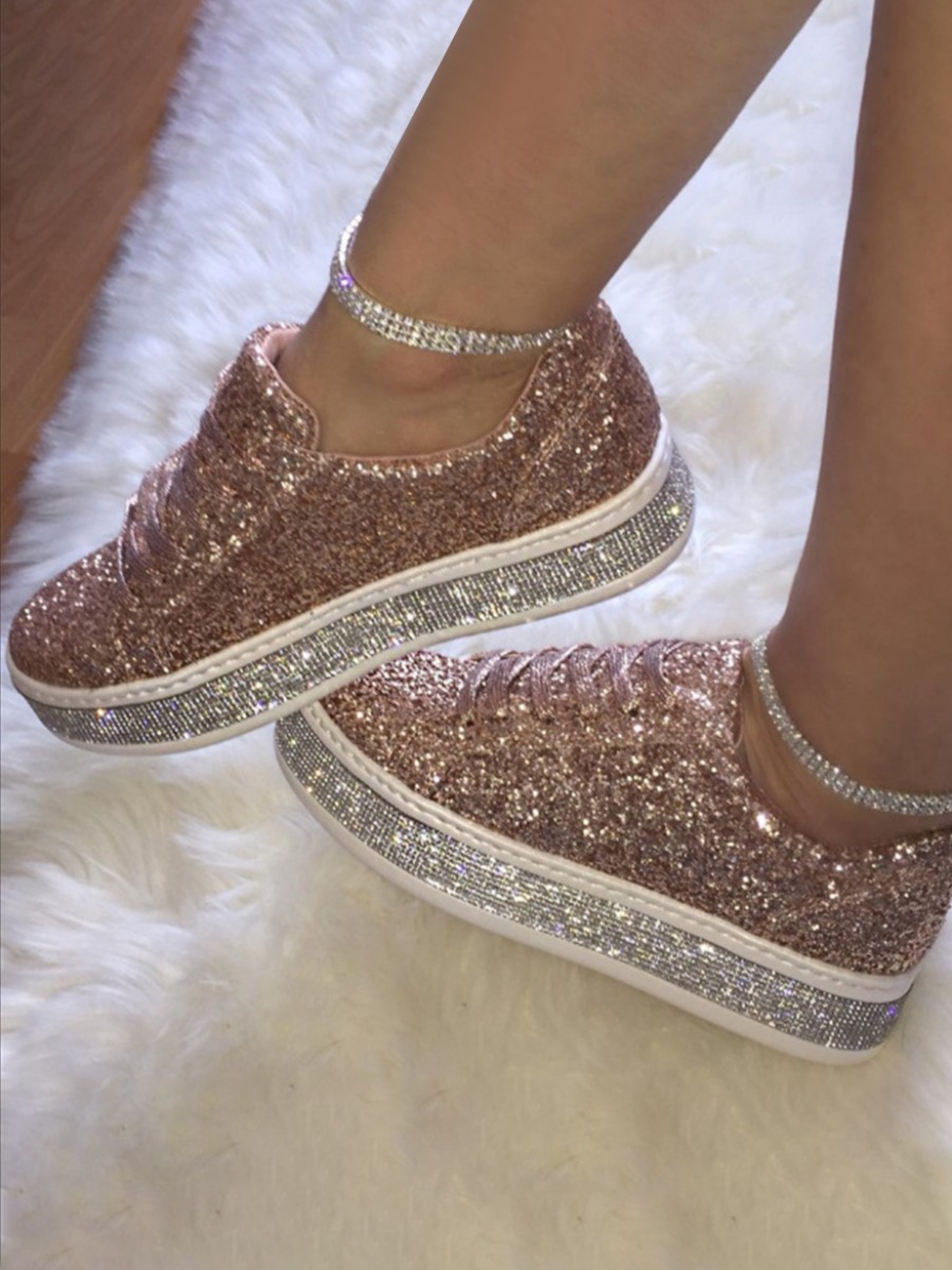 

LW Round-toe Sequined Flats, Pink