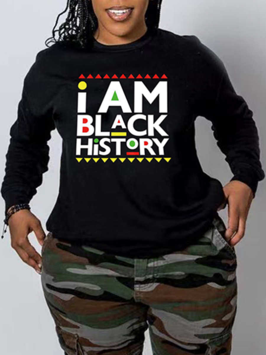 

LW Plus Size Letter Print Oversized Hoodie, Black