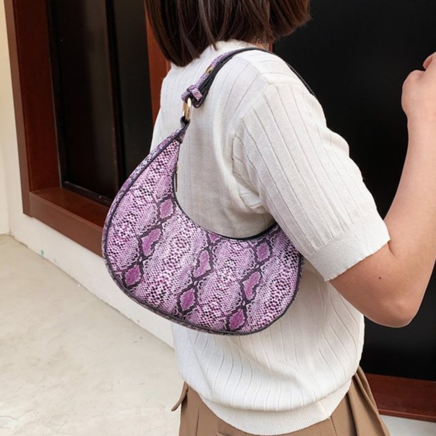 

LW Cobra Print Shoulder Bag, Purple
