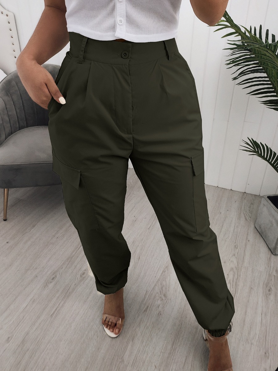 

LW BASICS Side Pocket Belt Loop Pants, Army green