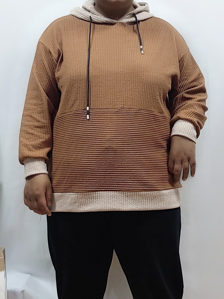 LW Plus Size Hooded Collar Patchwork Hoodie