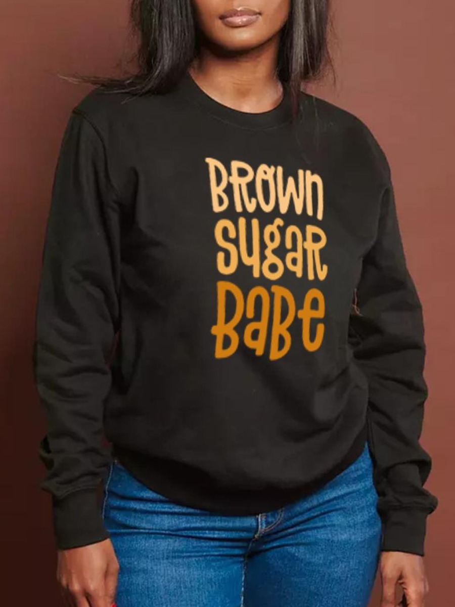 

LW Letter Print Oversized Sweatshirt, Black