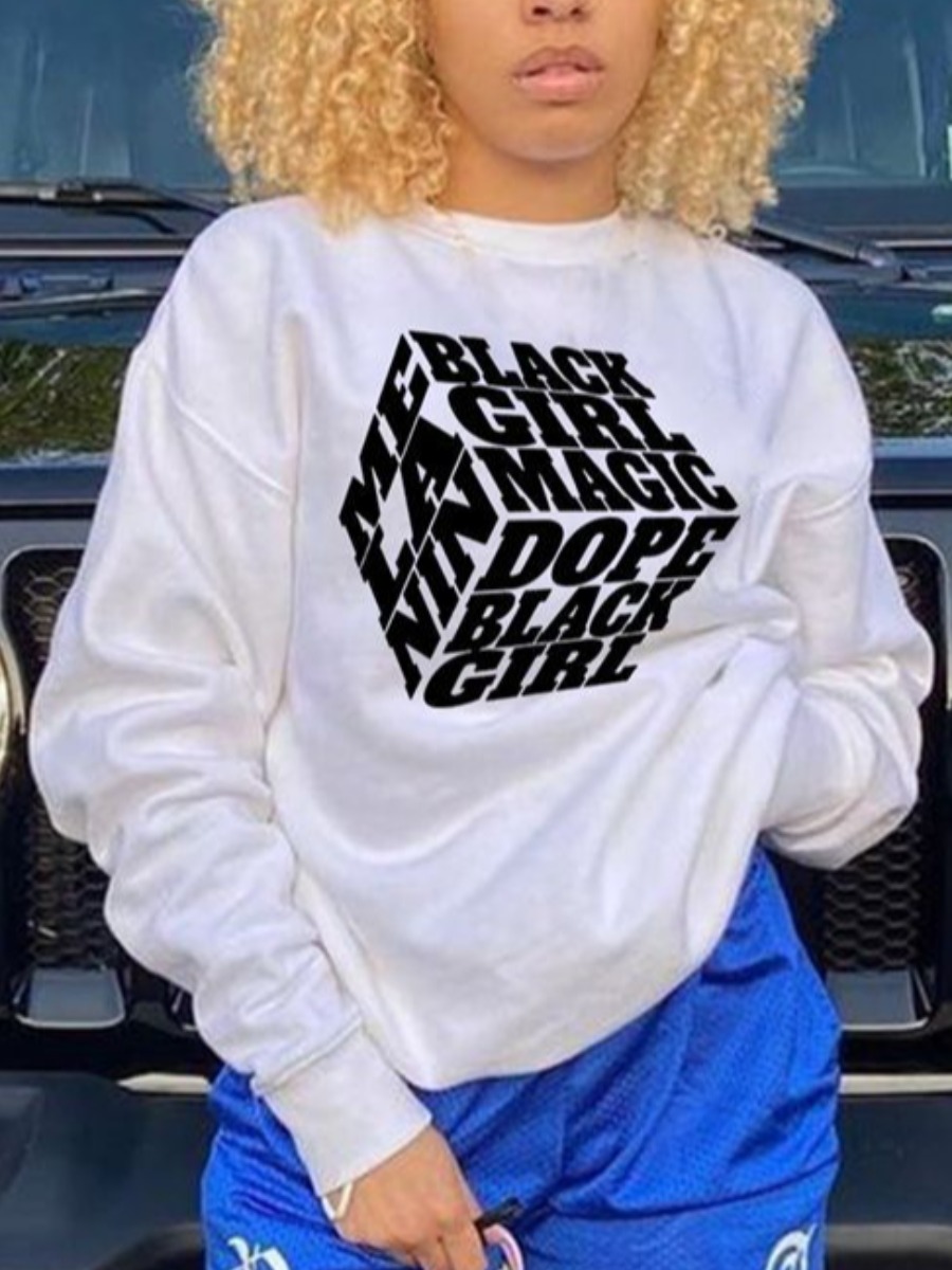 

LW Letter Print Oversized Sweatshirt, White