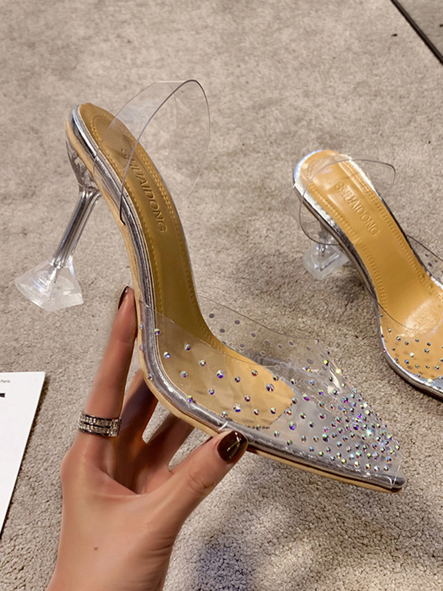 

LW SXY See-through Crystal Decoration Silver Pumps