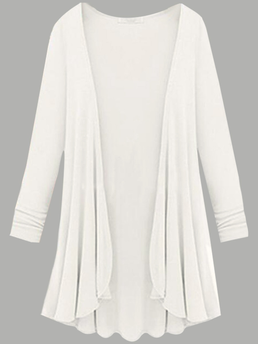 

LW BASICS Plus Size Colllarless Coat, White