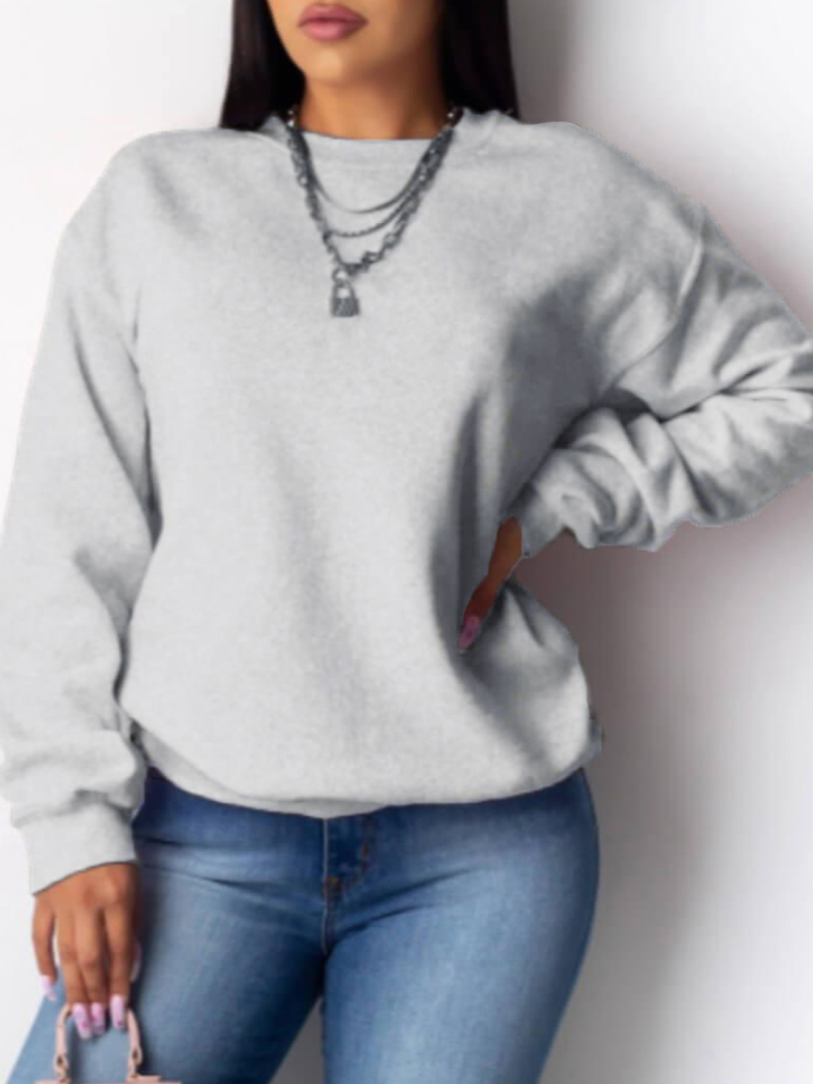 

LW BASICS Plus Size Round Neck Regular Fit Hoodie, Grey