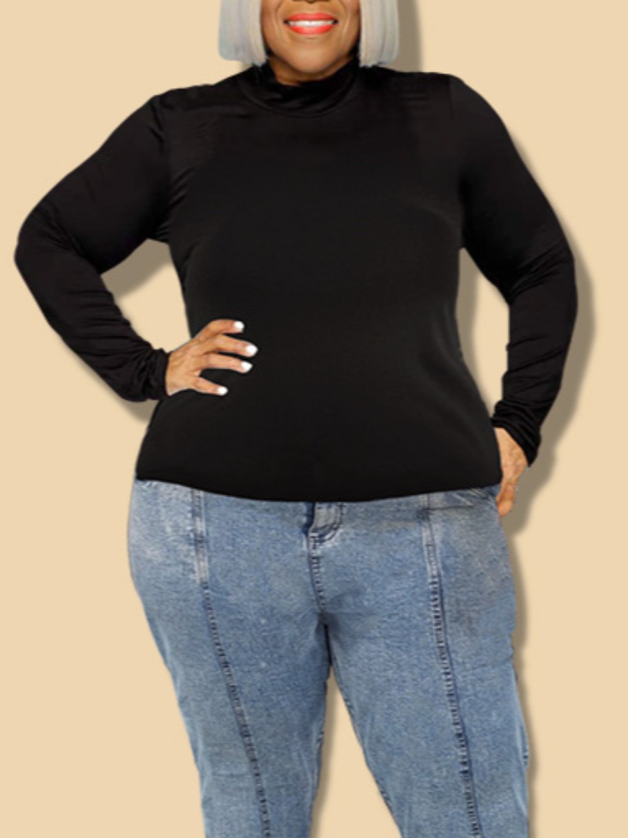

LW BASICS Plus Size Round Neck Regular Fit T-shirt, Black