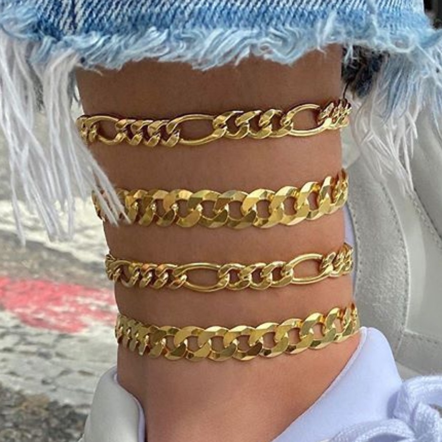 

LW Hollow-out Multilayer Anklet, Gold