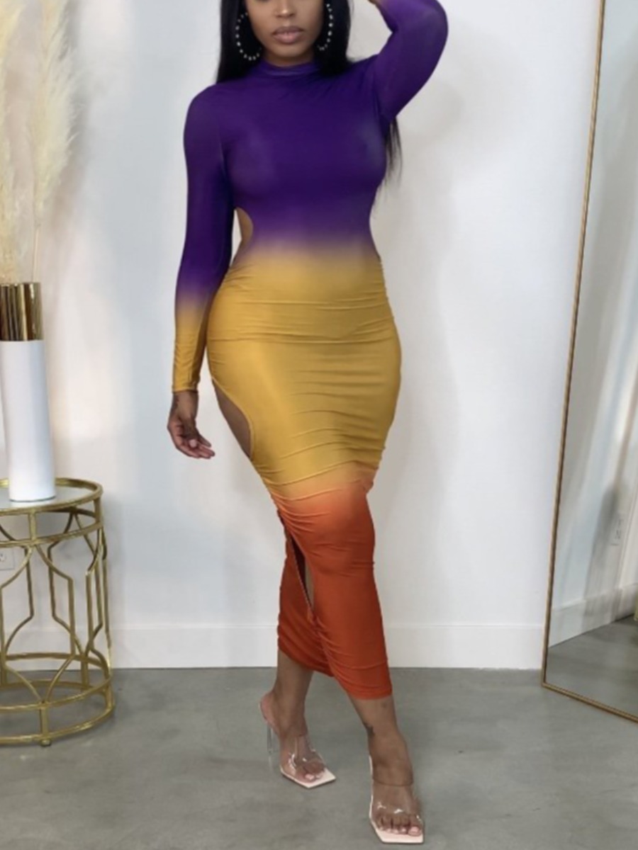 

LW Gradient Hollow-out Bodycon Dress, Violet