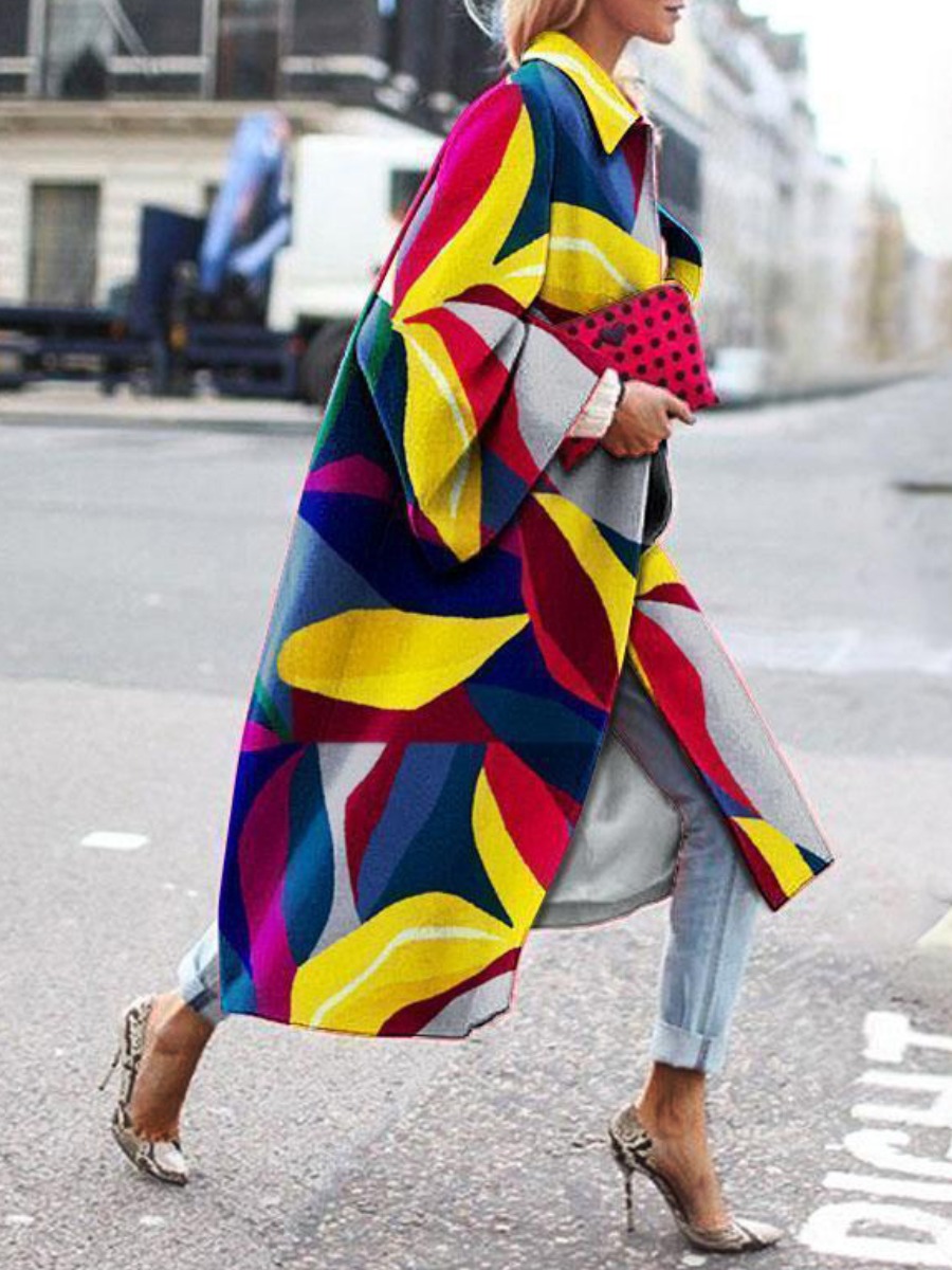 

LW Color-lump Loose Trench Coat, Multi
