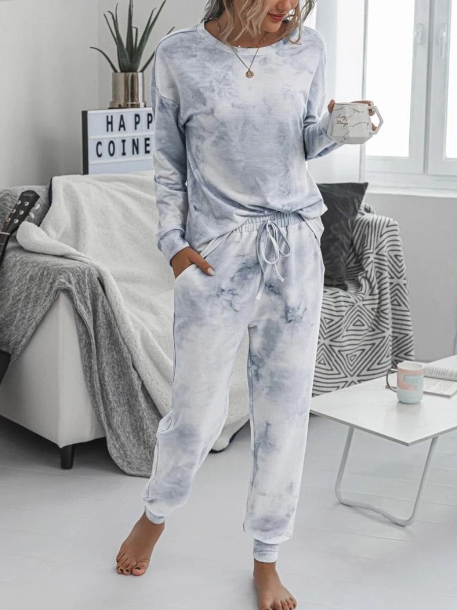 

LW Tie-dye Drawstring Pants Set, Grey