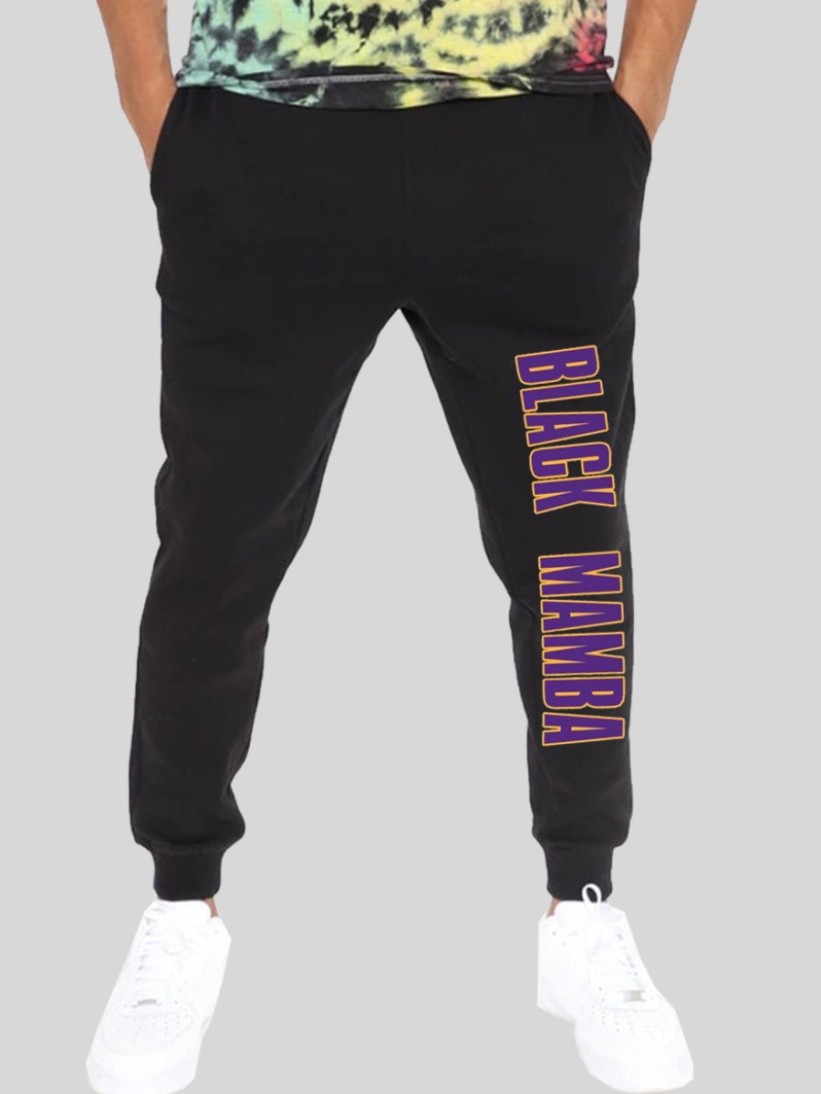 

LW Men Letter Print Drawstring Pants, Black
