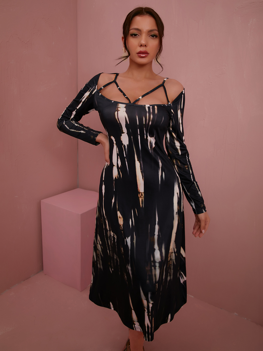 LW SXY Tie-dye Hollow-out Cami Dress