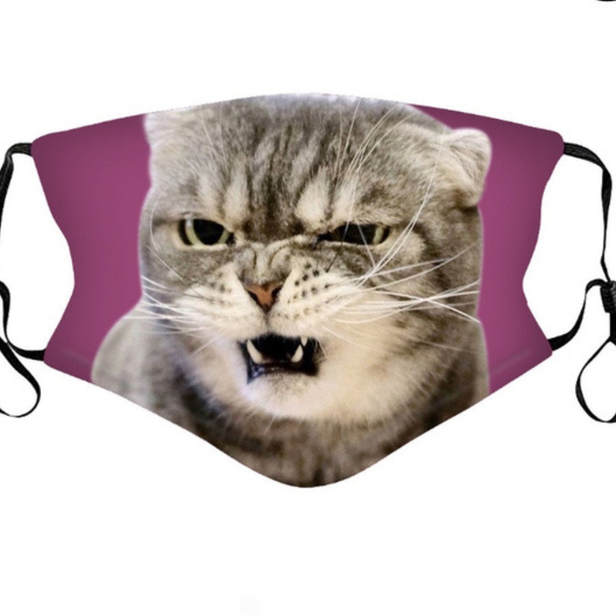 

LW COTTON Cat Print Face Mask, Violet